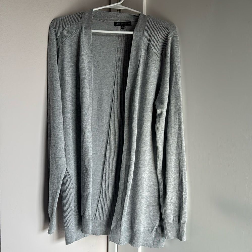 Stitch Fix Love Ellie‎ Gray Open Front Cardigan Sweater